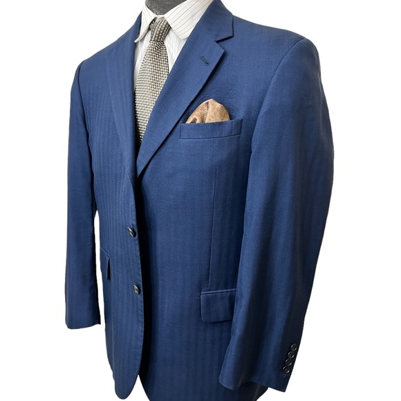 JOS. A, BANKS MENS NAVY BLUE WOOL AND SILK BLAZER, SIZE 41R VERY HANDSOME BLSZER - Picture 9 of 13